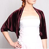 billige bryllup gjesteomslag-Burgunder fløyel kvinners omslag shrug bolero elegant uformell daglig holde varm 3/4 lengde ermer dolman ermer fløyel bryllup omslag med ren farge kveldens fest høst og vinter antrekk å imponere