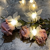 baratos Alimentado por Pilha-Luzes de corda led borboleta 1.5/3 m decoração de luzes de fadas de casamento ao ar livre luzes de natal alimentadas por bateria festa natalícia decoração de varanda de jardim