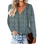 economico Top Grafici da Donna-Per donna Camicia Camicia in pizzo Blusa Top eleganti Leopardo A pois Streetwear Informale Manica lunga A V Top regolari Informale Giornaliero Per eventi Lacci Stampa Nero Verde chiaro Rosa Vino Blu