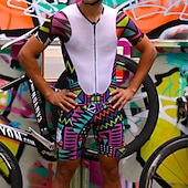 رخيصةأون السراويل القصيرة والجوارب والسراويل الرجالية-رجالي هندسي شورت ركوب الدراجات شورات الدراجة دراجة هوائية مريلة السراويل قيعان دراجة جبلية دراجة الطريق رياضات 3D وسادة ركوب الدراجات سريع جاف رطوبة فتل أرجواني سباندكس ملابس ملابس ركوب الدراجات