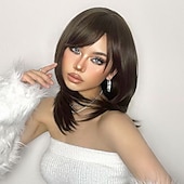 voordelige Topkwaliteit pruiken-synthetische pruik kinky recht met pony pruik lang lichtblond synthetisch haar 20 inch dames modieus ontwerp comfortabel zwart ombre blond