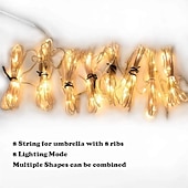 billige Soldrevet-solar terrasse paraply lys utendørs 104leds fairy string lys vanntett for hage hage camping dekorasjon fargerik julebelysning