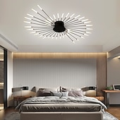 Недорогие Потолочные светильники-современный потолочный светильник, простой в установке, потолочный светильник для скрытого монтажа, люстра с акриловым абажуром, для детской комнаты, спальни, гостиной, нейтральный свет в форме цветка 4000k (черный / золотой, 42 головки)