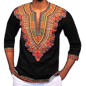 tanie afrocentryczna moda-Męskie Koszulkowy Nowoczesne stroje afrykańskie Druk afrykański Dashiki Bal maskowy Doroślu podkoszulek Impreza