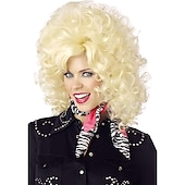 billige Karnevalsparykker-Kvinnes Blond Country Western Diva Parikk Halloween Parykker