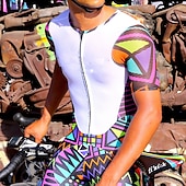 رخيصةأون السراويل القصيرة والجوارب والسراويل الرجالية-رجالي هندسي شورت ركوب الدراجات شورات الدراجة دراجة هوائية مريلة السراويل قيعان دراجة جبلية دراجة الطريق رياضات 3D وسادة ركوب الدراجات سريع جاف رطوبة فتل أرجواني سباندكس ملابس ملابس ركوب الدراجات