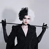 ieftine Peruci pentru personaje de film-perucă cosplay jumătate albă și neagră perucă cosplay joc de rol peruci de petrecere pentru femei peruci de halloween