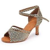 Per donna Scarpe per balli latini Scarpe da ballo Al coperto Professionale Chacha Paillettes cristallo glitterato ingioiellato Soletta più morbida Tacco alto Punta tonda Fibbia Per adulto Marrone economico Scarpe per balli latini-Per donna Scarpe per balli latini Scarpe da ballo Al coperto Professionale Chacha Paillettes cristallo glitterato ingioiellato Soletta più morbida Tacco alto Punta tonda Fibbia Per adulto Marrone