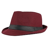 preiswerte Fedora-Hut-Herren Kentucky Derby Hut Fedora-Hut Hut mit Krempe Schwarz Rote Polyester Sport &amp; Outdoor Lässig Einfacher Stil Party / Abend Täglich Ferien
