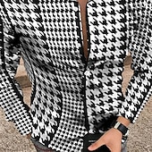 billiga Geometriska mönster-Herr Geometriska mönster Årgång Skjorta Knapp upp skjorta Långärmad Mode Designer Ledigt Dagligen Helgdag Helgen Vår &amp; sommar Nedvikt 3D Button-Down Svartvit Gul Svart / Purpur Rubinrött Marinblå