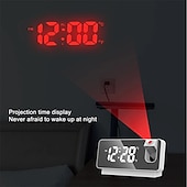 baratos Rádios e Relógios-Relógio despertador inteligente s282a para mesa de despertador de projeção digital led despertador eletrônico com projetor de tempo de projeção quarto modo de cabeceira