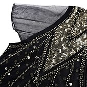 abordables Vestidos de los años 20-Rugido 20s 1920s Maxi Hasta el Tobillo Vestidos Vestido de noche Vestido de fiesta de graduación Normal Mangas cortas El gran Gatsby charlestón Invitado a la boda Lentejuelas Geométrico Corte