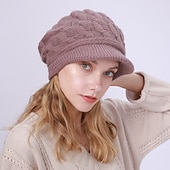 preiswerte Hüte-warme Strickmütze Winterfrauen solide Mütze Outdoor winddichter Gehörschutz Skifahren Wandern Mädchen Mützen