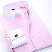 cheap Men&#039;s Dress Shirts-Men&#039;s Dress Shirt Non Iron Shirt French Cuff Shirt Collared Shirt Graphic Prints Wedding Street Pink Blue Purple Long Sleeve Turndown Spring &amp; Summer Clothing Apparel Button-Down