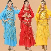 abordables vêtements apac-Femme Costume de danse du ventre Indien Fille indienne Mascarade Adultes Haut Jupe Casque Soirée