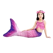 abordables Maillot de bain sirène-Enfants Fille One Piece Maillots de bain sirène Maillot de Bain Plage Le Jour des enfants Géométrique Maillots de bain 4-12 ans Eté Bleu Fuchsia