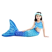 abordables Maillot de bain sirène-Enfants Fille One Piece Maillots de bain sirène Maillot de Bain Plage Le Jour des enfants Géométrique Maillots de bain 4-12 ans Eté Bleu Fuchsia