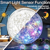 رخيصةأون أضواء المناظر الطبيعية-ضوء الشمسية كرة زجاجية متصدع أضواء led إضاءة خارجية مقاومة للماء لمهرجان الحديقة الديكور الداخلي والخارجي أضواء الحديقة الشمسية مصباح الممر