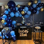 abordables Monsieur et Madame Mariage-106 pièces bleu marine étoilé bleu nuit bleu encre bleu sequin ballon chaîne ensemble ouverture fête décoration