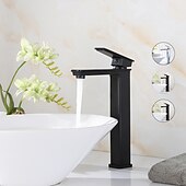cheap Classical-Black Bathroom Faucet Tall Single Handle Bathroom Vessel Sink Faucet Rv Lavatory Vessel Faucet Basin Mixer Tap Solid Brass/Matte Black