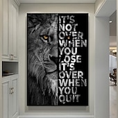 cheap Animal Prints-1 Panel Quotes Prints Posters/Picture Animal Lion Letters Inspirational Quotes Modern Wall Art Wall Hanging Gift Home Decoration Rolled Canvas No Frame Unframed Unstretched Multiple Size