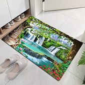 baratos tapetes para sala e quarto-Linda paisagem madeiras tecido de flanela impresso colchão de entrada para casa colchão colchão de banheiro colchão