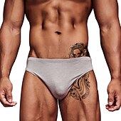 cheap Men&#039;s Briefs Underwear-Men&#039;s 1pack Basic Panties Briefs Print Cotton Antibacterial Leak Proof Pure Color Mid Waist Black White