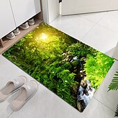 baratos tapetes para sala e quarto-Linda paisagem madeiras tecido de flanela impresso colchão de entrada para casa colchão colchão de banheiro colchão