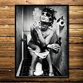 cheap People Prints-1 Panel People Prints Posters/Picture Bathroom Decoration Modern Wall Art Wall Hanging Gift Home Decoration Rolled Canvas No Frame Unframed Unstretched Multiple Size