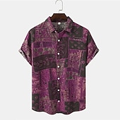 economico Camicia vintage-Per uomo Vintage ▾ Camicia Camicia bohémien Camicia con bottoni Manica corta Di tendenza Originale Informale Informale Giornaliero Primavera estate Collo ripiegabile Bottone giù Blu Viola Verde Caffè
