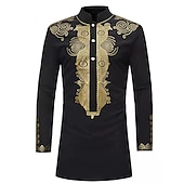 preiswerte afrozentrische Mode-Herren Hemd Moderne afrikanische Outfits Afrikanischer Druck Dashiki Maskerade Erwachsene Hemd Party