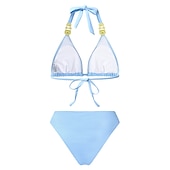abordables Ensemble de bikinis-Femme Normal Maillots de Bain Bikinis 2 pièces Tanga Maillot de bain Paillettes Vacances Mode Couleur unie Plonger Sans Manches Maillots de bain