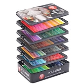 abordables Bolígrafos y lapiceros-180 lápices de colores profesionales, lápices de dibujo de 3,0 mm, paquete de caja de hojalata, juego de 180 colores de lápices de colores de madera para artistas adultos, regalo de regreso a la