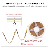 economico Strisce luminose COB-10m 16.4ft flessibile led cob striscia di luce bar nastro bianco caldo freddo per camera da letto fase cucina di casa arredamento fai da te 24v 3000k 4000k 6000k
