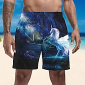 baratos calção de banho boxer masculino-Homens Calção Justo de Natação Shorts de Natação Secagem Rápida Leve Bermuda de Surf Calças Com bolsos Com Cordão Natação Surfe Praia Esportes Aquáticos Animais Verão
