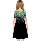 preiswerte 3D Shining Vision Kleid-Mädchen' 3D Graphic Kleid Kurzarm 3D-Druck Sommer Frühling Urlaub Täglich Festtage Kuschelig Brautkleider schlicht Süß kinderkleidung 3-12 Jahre A Linie Kleid Übers Knie Regular Fit