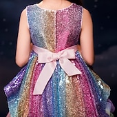 halpa Juhlamekot-Lapset Vähän Tyttöjen Mekko Paljetti väri Tyllimekko Juhla Syntymäpäivä Tilkkutäkki Rusetti Moniväri Purppura Punastuvan vaaleanpunainen Midi Hihaton Prinsessa Makea Mekot Kevät Kesä Ohut 4-12 vuotta