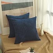 preiswerte Kissen-Trends-Dekorative Wurfkissen, 1 Stück, schlichter Cord-Kissenbezug, einfacher Maisstreifen-Kissenbezug, reine Farbe, Plüschkissen, mehrfarbig, Sofa-Umarmungskissenbezug, rosa, blau, salbeigrün, lila, gelb