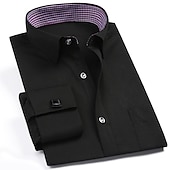 voordelige Overhemden voor heren-Voor heren Overhemd Strijkvrij overhemd Franse manchetoverhemden Shirt met kraag Overhemd met knopen Welving Bruiloft Werk Zwart Wit Blozend Roze blauw Lange mouw Strijkijzer Alle seizoenen Kleding
