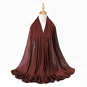 abordables Écharpes-musulman écharpe froissé châle femmes abaya solide hijab ramadan hijabs pour femme abayas robe turban instantané écharpe