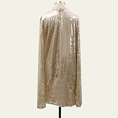 tanie Sukienki-Elegancja Ryczące 20s 1920 roku Nad kolano Sukienka w stylu lat 20-tych Sukienka Peleryna Rękawy Splicie Gość weselny Cekiny Damskie Nowy Rok Walentynki Bal maskowy Ślub Gość weselny Wydarzenie