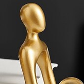 billige Statuer-gyllen abstrakt figur ornament dekorative gjenstander harpiks moderne moderne for hjem dekorasjon gaver 1 stk