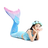 abordables Maillot de bain sirène-Enfants Fille One Piece Maillots de bain sirène Maillot de Bain Plage Le Jour des enfants Géométrique Maillots de bain 4-12 ans Eté Bleu Fuchsia