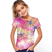 Fete 3D Animal Fluture Tricou Manșon scurt Tipărire 3D Vară Primăvară Activ Modă Drăguţ Poliester Copii 3-12 ani În aer liber Zilnic Fit regulat ieftine Desen animat 3D al fetei-Fete 3D Animal Fluture Tricou Manșon scurt Tipărire 3D Vară Primăvară Activ Modă Drăguţ Poliester Copii 3-12 ani În aer liber Zilnic Fit regulat