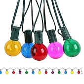 olcso LED szalagfények-G40 Globe Patio String Lights Kültéri 7,62m/25FT 25 Átlátszó Többszínű G40 Izzókkal Függőleges Belső és Külső String Lámpák a Hátsó Kert Bistro Piac Kerti Parti Dekorációhoz Fekete Dróton