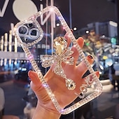 Недорогие Чехлы для iPhone-Чехол для iPhone 16e iPhone 15 Pro Max Plus iPhone 14 13 12 11 Pro Max Mini X XR XS Max 8 7 Plus Защитный чехол кристально чистый для женщин девочек блестящий блестящий ударопрочный бабочка с