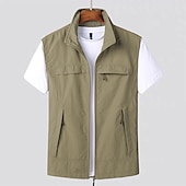 preiswerte Men&#039;s Vest-Herren Weste Angelweste Weste für Wanderer Ärmellose Weste Gilet-Jacke Outdoor Strasse Täglich Ausgehen Strassenmode Brautkleider schlicht Frühling Herbst Tasche Polyester Nylon Atmungsaktiv Glatt