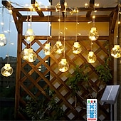 economico Striscie luci ad energia solare-energia solare led sfera dei desideri stringa di luce fata flessibile filo di rame stringa di luce per tenda per giardino cortile vacanza festa di natale illuminazione decorativa colorata
