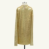 tanie Sukienki-Elegancja Ryczące 20s 1920 roku Nad kolano Sukienka w stylu lat 20-tych Sukienka Peleryna Rękawy Splicie Gość weselny Cekiny Damskie Nowy Rok Walentynki Bal maskowy Ślub Gość weselny Wydarzenie