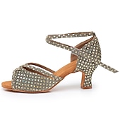 Per donna Scarpe per balli latini Scarpe da ballo Al coperto Professionale Chacha Paillettes cristallo glitterato ingioiellato Soletta più morbida Tacco alto Punta tonda Fibbia Per adulto Marrone economico Scarpe per balli latini-Per donna Scarpe per balli latini Scarpe da ballo Al coperto Professionale Chacha Paillettes cristallo glitterato ingioiellato Soletta più morbida Tacco alto Punta tonda Fibbia Per adulto Marrone